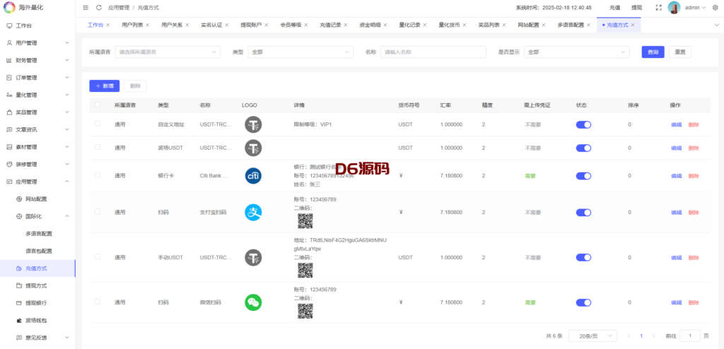 海外虚拟币量化交易系统/多语言量化理财/USDT自动充值 海外虚拟币量化交易系统/多语言量化理财/USDT自动充值
